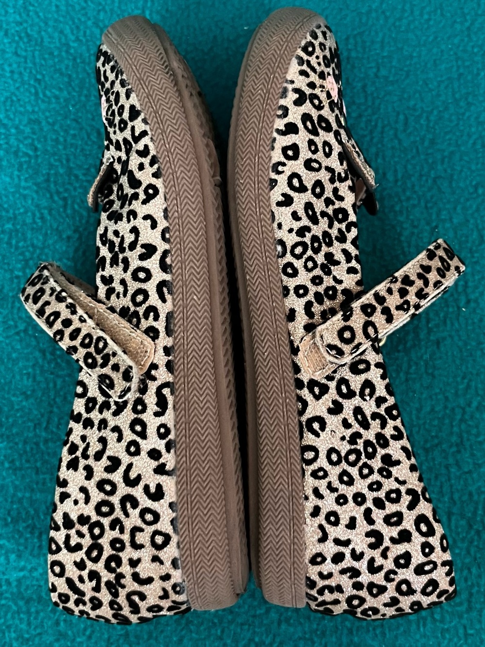 Harper Canyon Girls Leopard Print Cat Mary Janes in Gold Sz 12 - Picture 3 of 7